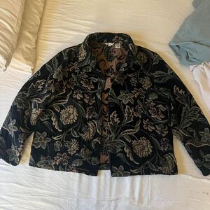 sarah b studio vintage black tapestry jacket size L